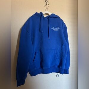White Fox Boutique Hoodie Sz S/M in Blue Cursive